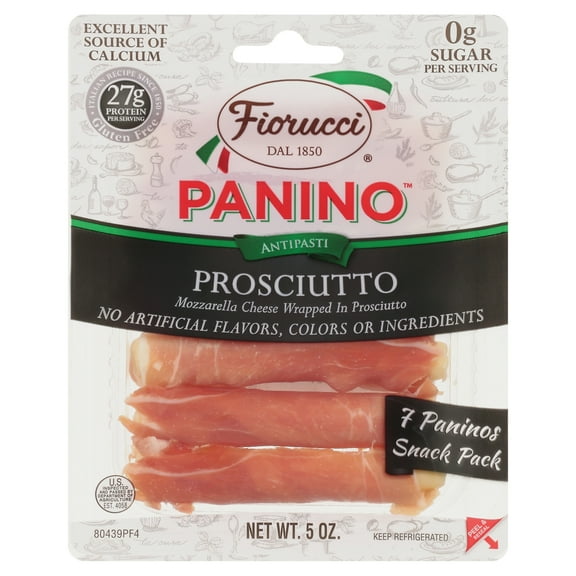 Fiorucci Panino Antipasti, Prosciutto and Mozzarella Cheese Rolls, Refrigerated 5 oz Plastic Tray