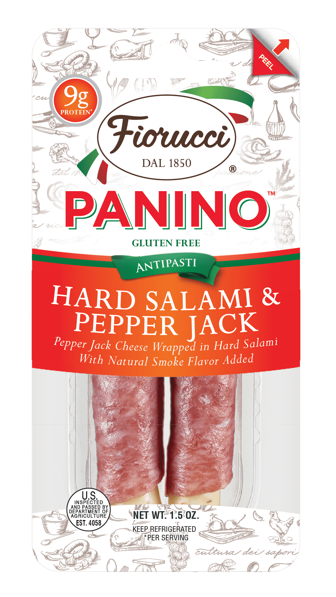 Fiorucci Panino Hard Salami & Pepper Jack Cheese, 1.5 oz, 2 Count