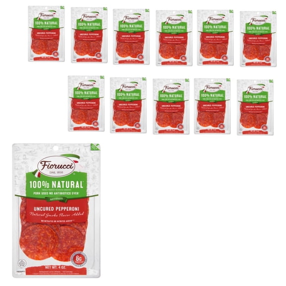 Fiorucci Pepperoni Sliced All Natural, 4 OZ, 12 Pack