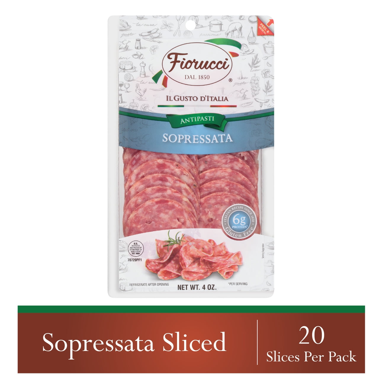 Fiorucci Sopressata Pork Lunch & Deli Meats, 4 oz, Sliced - Walmart.com
