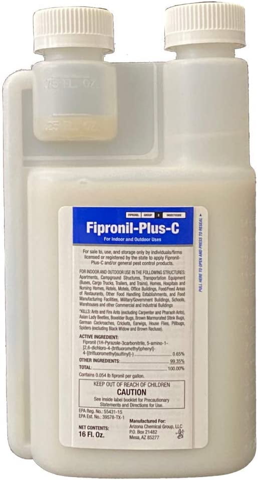 Fipronil Plus C Pest Control Concentrate - DIY Commercial-Strength Roach Killer Indoor Infestation, Easy-Use Ant & Termite Spray, Makes 21 Gallons of Fipronil Solution for Homeowners - 16 oz