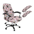 thumbnail image 1 of SCRAWLGOD Dachshund Floral Leaf 3 Pieces Set Washable Computer Chair Cover with Armrest Slipcovers Stretch High Back Chair Covers Easy to Remove Boss Chair Protector, L, 1 of 7