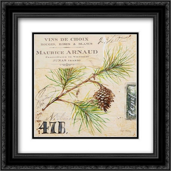 Fir Branch-Sketchbook 2x Matted 20x20 Black Ornate Framed Art Print by Staehling, Angela