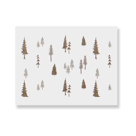 Fir Tree Forest Pattern Wall Stencil - Pattern Stencil, Nature Stencil, Fir Stencil, Decorating Walls - Create Your Own Space