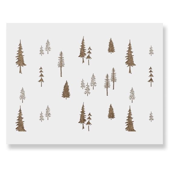 Fir Tree Forest Pattern Wall Stencil - Pattern Stencil, Nature Stencil, Fir Stencil, Decorating Walls - Create Your Own Space