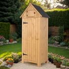 Fir Wood Arrow Storage Shed with Secure Single Door, Elegant Wooden Garden Locker for Efficient Organization, Wood Finish