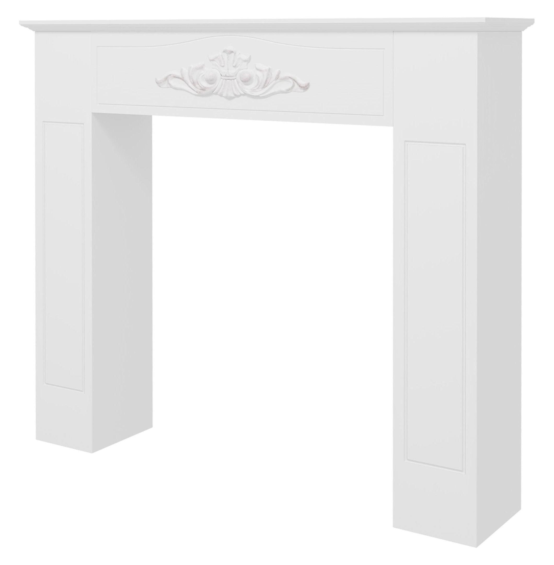 Fir Wood Fireplace Mantel Surround 44.75", Distressed White, Freestanding Electric Fireplace, Living Room Decor