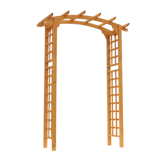 Fir Wood Garden Arbor, 7.5ft Round Pergola Arch Trellis