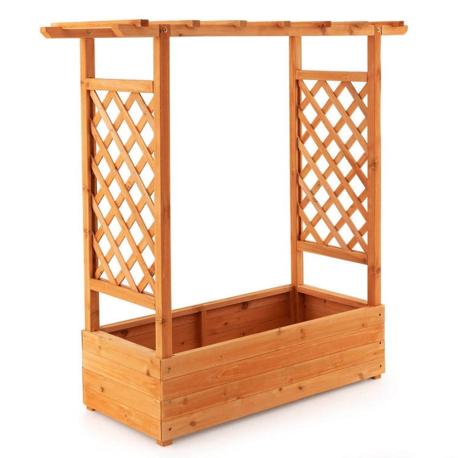 Fir Wood Garden Bed with Trellises and Hanging Roof 18.5 Elevate