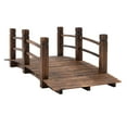 thumbnail image 1 of Fir Wood Garden Bridge Arc Walkway with Side Railings for Backyards, Gardens, and Streams, Stained Wood, 60" x 26.5" x 19", 1 of 9