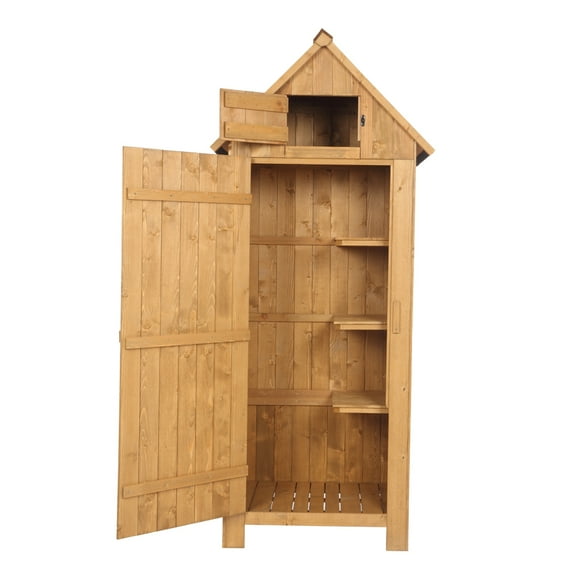 Fir wood Arrow Shed with Single Door Wooden Garden Shed Wooden Lockers Wood Color
