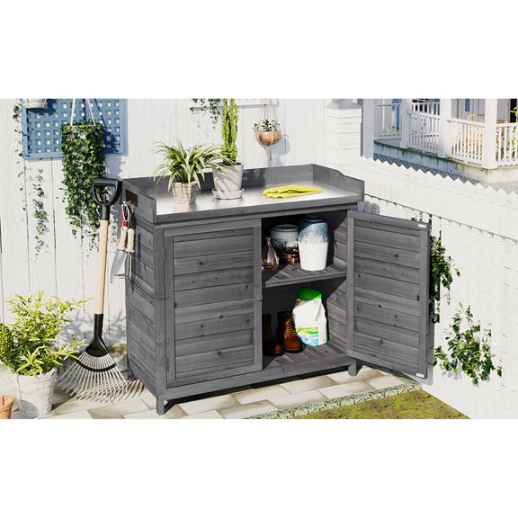 Fir wood for durability / Garden gardening, stable structure, 2 - tier shelves