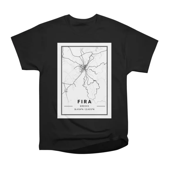 Fira Light City Map T-Shirt Tee Gift For Him Merch For Her Apparel For Friend