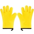 thumbnail image 1 of Firae Silicone Heat Resistant BBQ 1 Pair Gloves - Waterproof Oven Mitts with Protective Cotton Layer inside, Non-Slip Grip, Cooking, Baking, Frying, and Barbecue One size fit most Yellow, 1 of 9