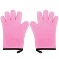 thumbnail image 1 of Firae Silicone Heat Resistant BBQ 1 Pair Gloves - Waterproof Oven Mitts with Protective Cotton Layer inside, Non-Slip Grip, Cooking, Baking, Frying, and Barbecue One size fit most Pink, 1 of 9