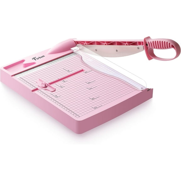 Firbon 12" Guillotine Paper Cutter, Heavy Duty 30-Sheet Capacity Trimmer for Cardstock, Photos, Scrapbooking, Office, Classroom, Studio (Pink)