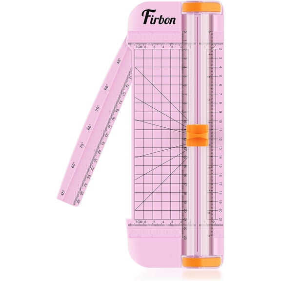 Firbon Pink A5 Paper Cutter, Straight Small Paper Trimmer with Side Ruler, Pink