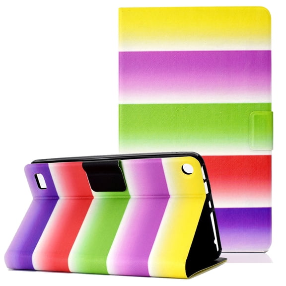 Fire 7 Case 2015, Fire 7 Case 2017, Allytech Ultra Slim Folio Multi Angle Stand Full Protective Shockproof Girls Kids Cute Case Cover for Amazon Kindle Fire 7 7th 5th Generation Tablet, Rainbow