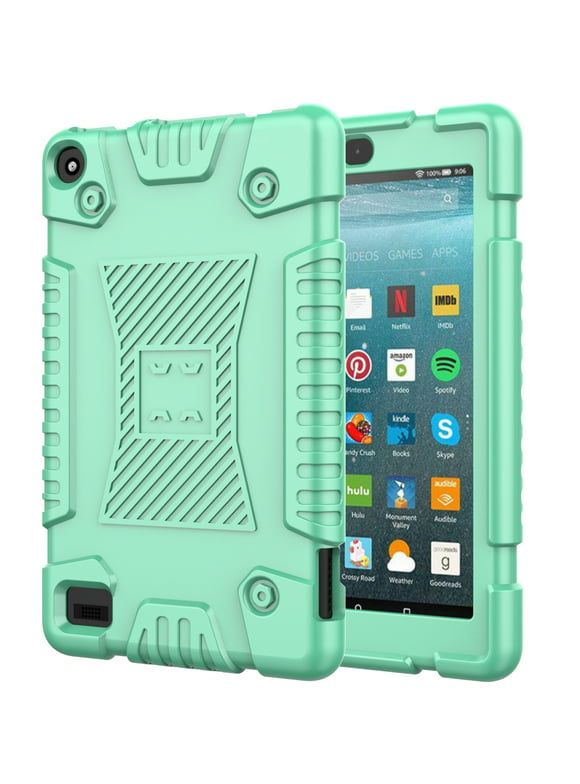Fire 7 Case 2019, New Kindle Fire 7 9th Generation Cases Covers, Allytech Soft Silicone Rugged Shockproof Kids Friendly Drop Proof Anti-Slip Case Cover for All-New Amazon Fire 7 2019, Mint