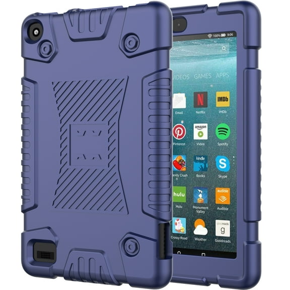 Fire 7 Case 2019, New Kindle Fire 7 9th Generation Cases Covers, Allytech Soft Silicone Rugged Shockproof Kids Friendly Drop Proof Anti-Slip Case Cover for All-New Amazon Fire 7 2019, Darkblue