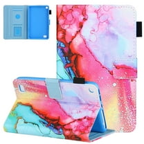 Fire 7 Case (9th/7th/5th Generation, 2019/2017/2015 Released), Alltyech Slim Shell PU Leather Lightweight Auto Sleep Wake Smart Cover Kickstand Case for Amazon Fire 7 7-inch Tablet, Colorful Painting