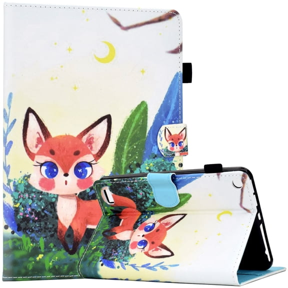 Fire 7 Tablet Case 9th/7th/5th Generation, Dteck Premium Leather Folio Stand Wallet Kids Case with Auto Sleep/Wake for All New Kindle Amazon Fire 7 Released 2019/2017/2015, Little Fox