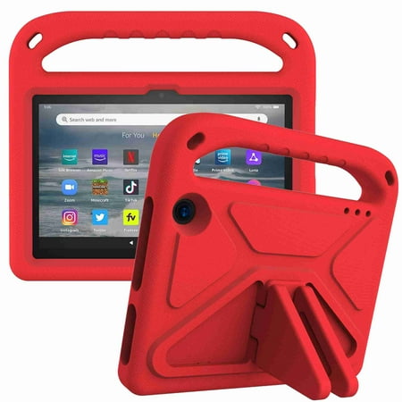 Fire 7 Tablet Case for Kids 2022, All New Amazon Fire 7 Case, Kids Friendly Shock Proof Protective Cover Cases ONLY Compatible with Fire 7 Tablets 12th Generation 2022 Release,Red