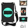 thumbnail image 1 of Fire 7 Tablet Case For Kids with Adjustable Shoulder Strap, Dteck 360 Rotating Stand Full Body Shockproof Protective Case Cover with Hand Strap for Kindle Fire 7 (2015/2017/2019), Black/Mint, 1 of 7