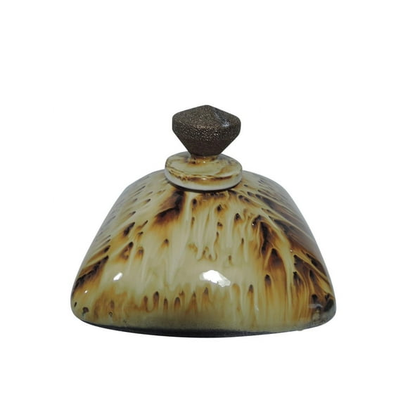 Fire Accented Decorative Ceramic Covered Bottle, Brown