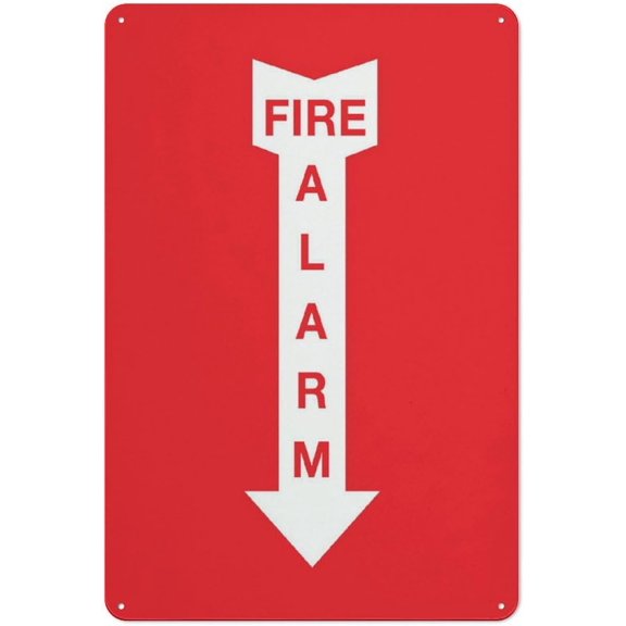 Fire Alarm Arrow Down Sign Safe Sign, Signs Outdoor, 8"x12", Sign For Home, Business, Driveway Alert