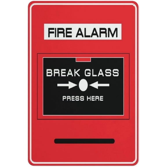 Fire Alarm Break Glass Sign Outdoor Metal Sign - Metal Signs for Business, Workplace, Office, Home, Delivery Signs, Road Signs, Garden Signs,8X12Inch
