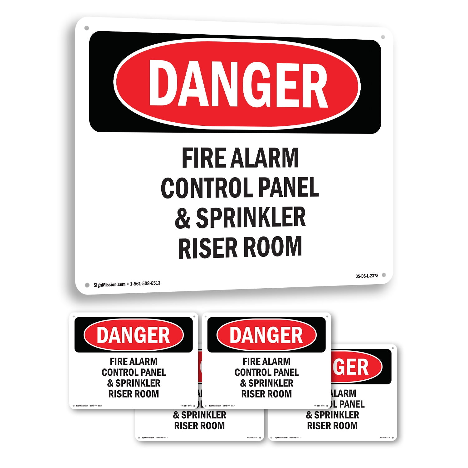 Danger Sign Electric Riser Fire Alarm Control Panel And Sprinkler Riser Room OSHA Danger Aluminum ...