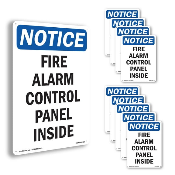 Fire Alarm Control Panel Inside OSHA Notice Rigid Plastic Sign 14 Inch x 10 Inch - 10 Pack