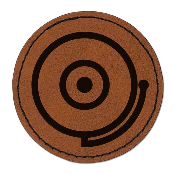 Fire Alarm Fireman Firefighter 2.5" Faux Leather Round Engraved Iron-On Patch - Brown