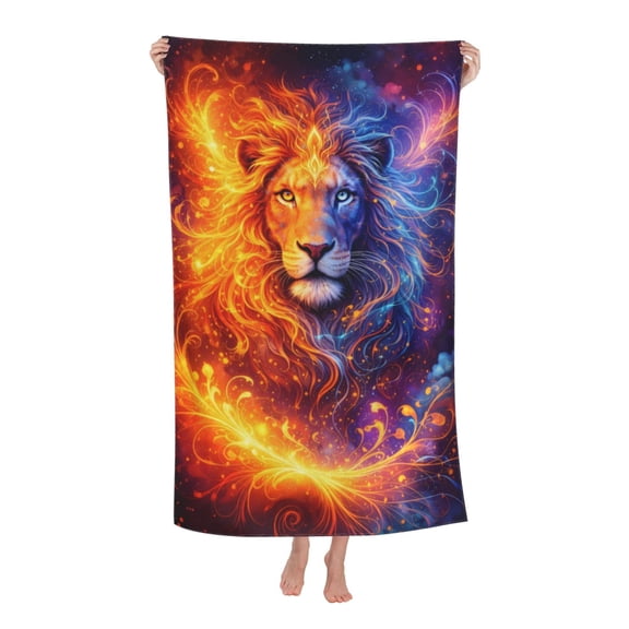 Fire And Ice Lion Bath Towel Soft and Highly Absorbent for Adults