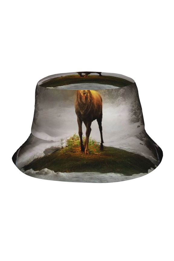 Fire Antlers Deer Unisex Bucket Hat, Upf 50+ Sun Protection, Packable & Foldable Fisherman Hat For Men & Women, Lightweight Uv Sun Hat For Beach, Fishing, Hiking, Camping