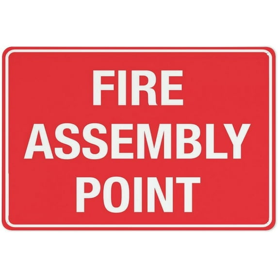 Fire Assembly Point Sign 12 X 8 Inch Metal Sign, Rustproof Aluminum, Multicolor