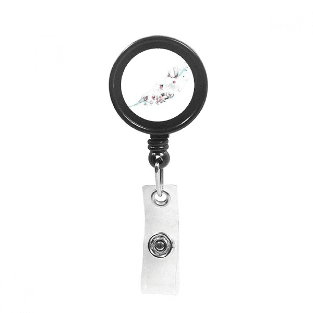 Fire Balloon Hat Camera Watercolor Painting Retractable Keychain Badge Holder ID Badge