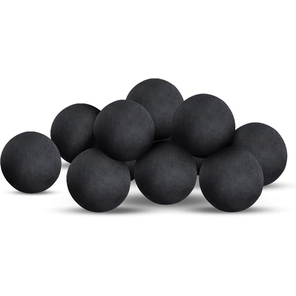 Fire Balls - Set of 12 Reusable Fireplace Balls for Indoor/Outdoor Fire Pits, 4 Inch, Black