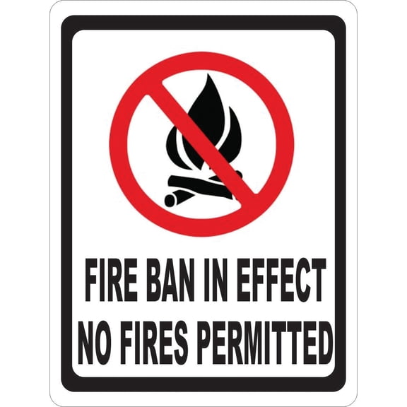 Fire Ban In Effect No Fires Permitted Sign