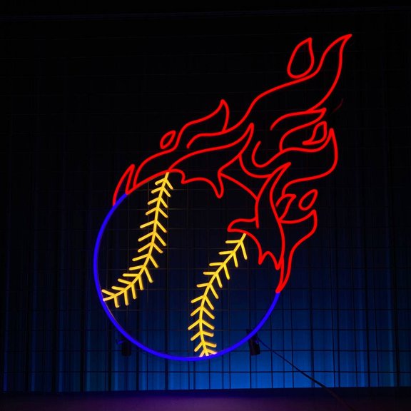 Fire Baseball Neon Sign, Baseball Club Wall deco Signboard