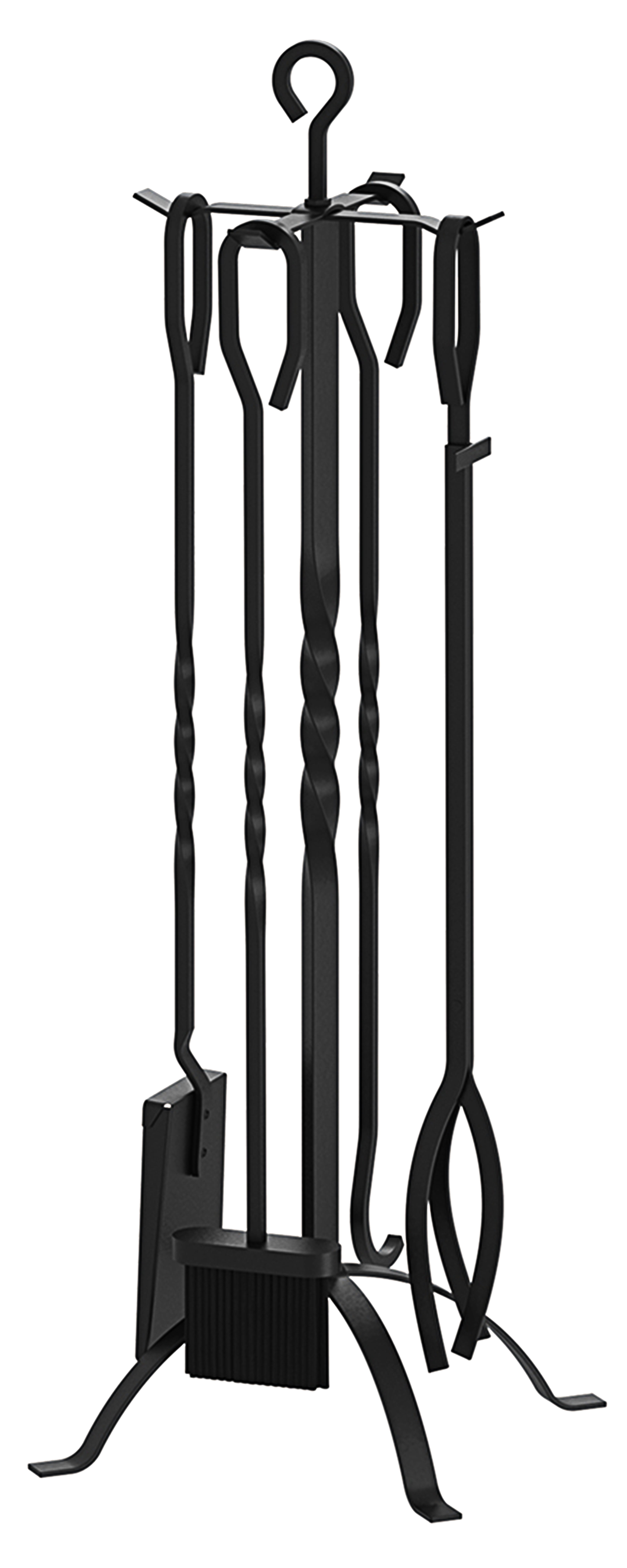 Fire Beauty 5-Piece Fireplace Tools Set - Modern Design with Handles, Tools Holder for Indoor Fireplace & Outdoor Fire Pit (Black)