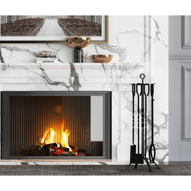 Fire Beauty 5 Pieces Fireplace Tools Sets Fireplace Accessories Tools Holder with Handles