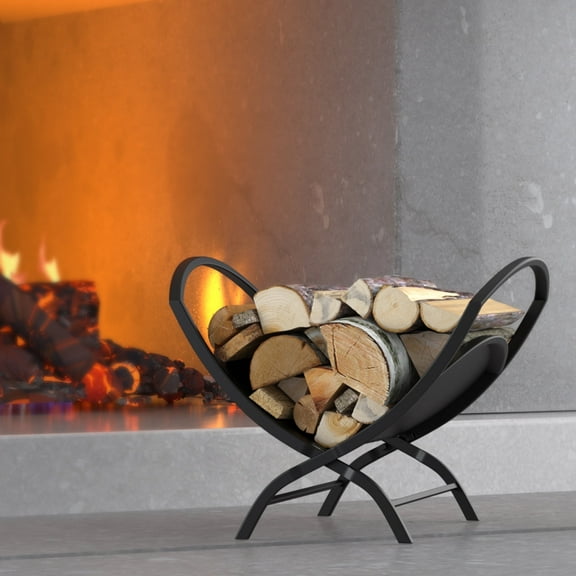 Fire Beauty Folding Firewood Rack – Indoor/Outdoor Log Holder for Fireplace – Heavy Duty Stackable Storage for Firewood (Black)