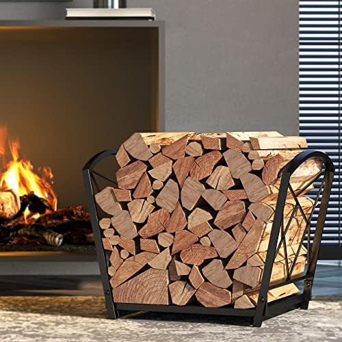 Fire Beauty Firewood Log Rack, Iron Wood Lumber Storage Holder for Fireplace, Heavy Duty Log Storage Bin for Firepit Stove Accessories$$Garden & Patio