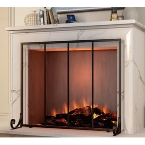 Fire Beauty Flat Panel Fireplace Screen Spark Guard Wrought Metal Gate Cover for Home, Decorative Mesh Fire Place Safety Fence,Baby Safe Spark Guard Protector