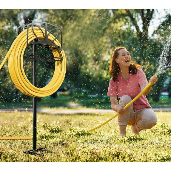 Fire Beauty Heavy-Duty Garden Hose Holder with Storage Basket, 150ft ...