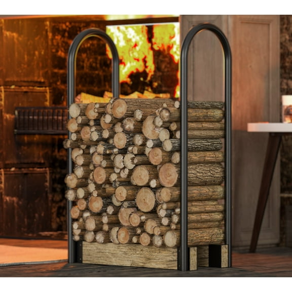 Fire Beauty Heavy-Duty Adjustable Firewood Rack - Expandable Log Stand for Fireplace & Outdoor Use, Rustproof Design Compatible with 2x4 Lumber