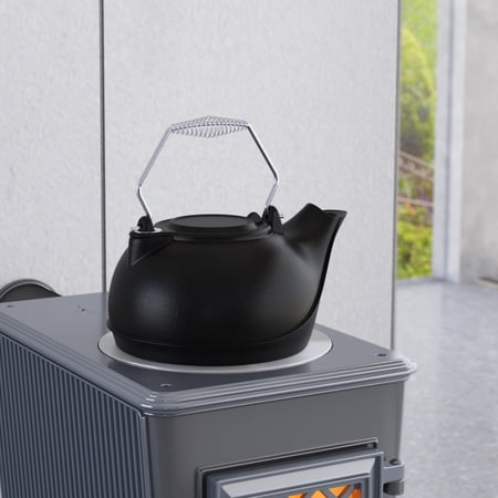 Fire Beauty Humidifying Iron Kettle,Stove Humidifier,Wood Stove Kettle,Cast Iron,Chrome handle
