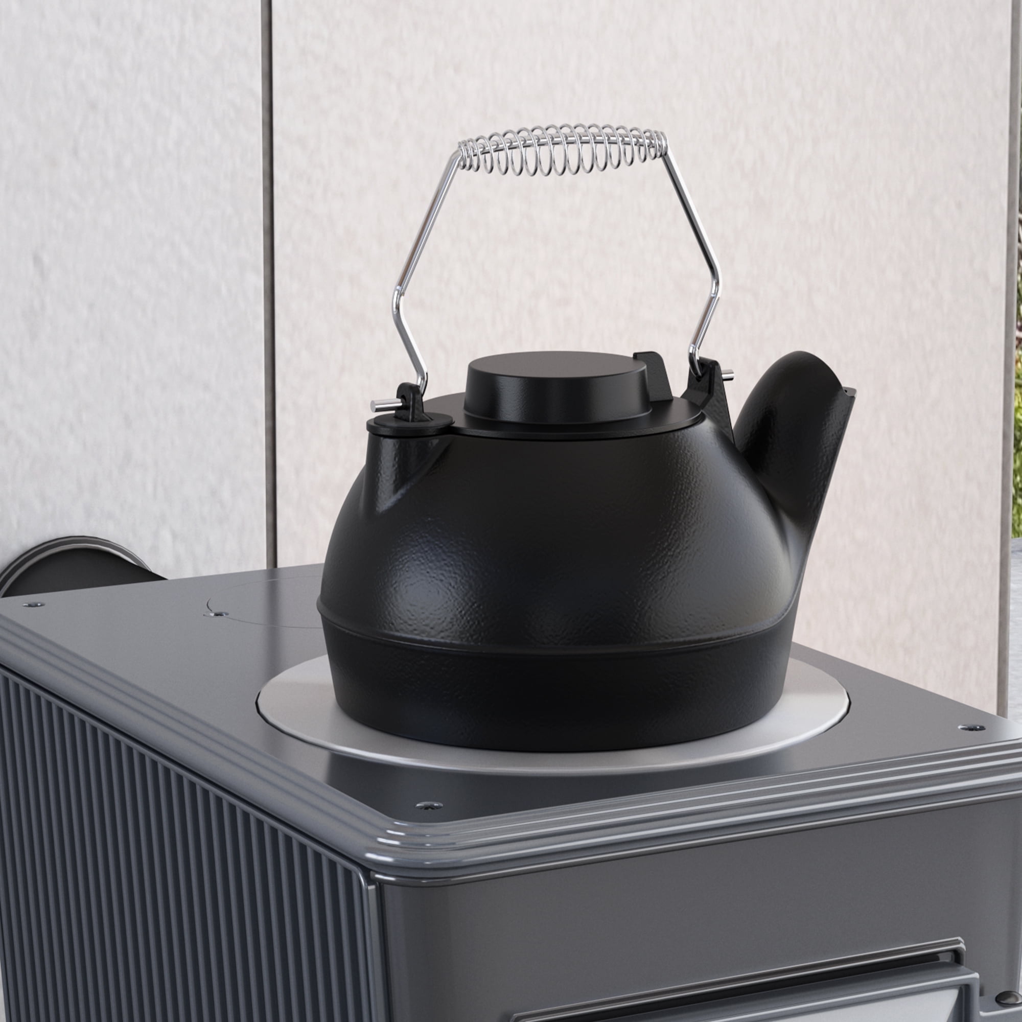 Fire Beauty 2.5L Humidifying Cast Iron Kettle Stovetop Humidifier Wood ...
